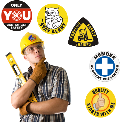 Safety stickers for hard hats