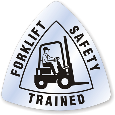 Forklift on Forklift Safety Trained Hard Hat Decals