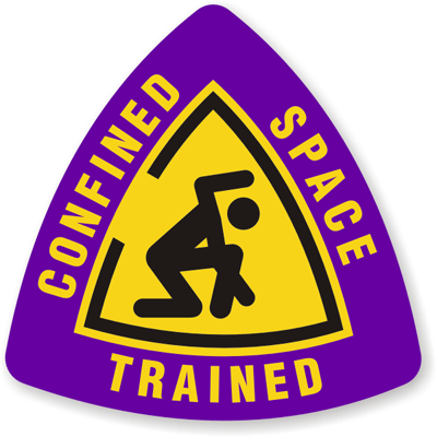 Confined Space Trained Hard Hat Decal - Triangle Shaped, SKU - HH-0224