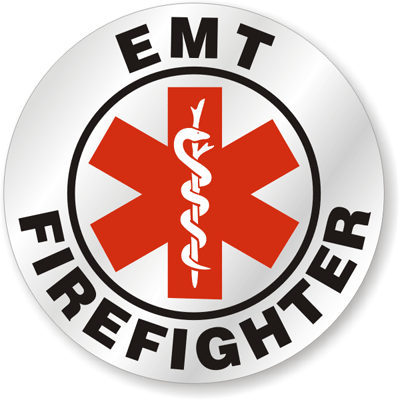 Hard Hat Stickers - EMT Firefighter | MySafetyLabels.com