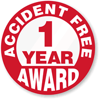 1 Year Accident Free Award Hard Hat Labels