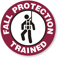 FALL PROTECTION TRAINED Hard HAT DECAL
