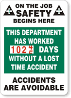 On the Job Safety Begins Here Sign