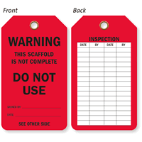 Warning Scaffold Not Complete Two-Sided Status Tag