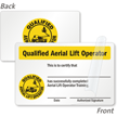 Qualified Aerial Lift Operator Wallet Card, Double-Sided