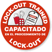 Bilingual Lockout Trained Hard Hat Decal
