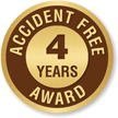 Accident Free Award 4 Years Pin