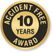 Accident Free Award 10 Years Pin