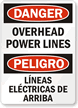 Danger Overhead Power Lines Sign