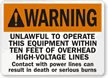 Warning Unlawful To Operate This Equipment Sign