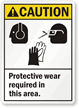 Caution (ANSI) Wear Protective Equipment Sign
