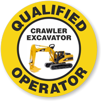 Qualified Operator Crawler Excavator Hard Hat Decals