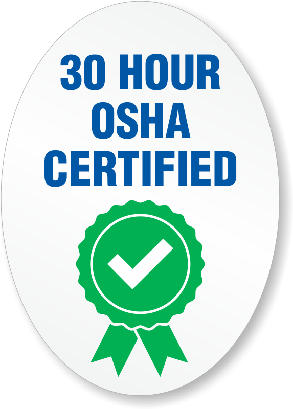 OSHA 30 Hour Trained Hard Hat Sticker Vinyl Label Certified USA Helmet Decal 
