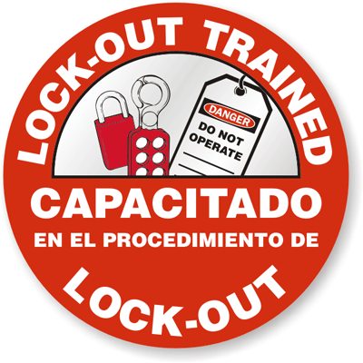 LockOut TagOut Trained Hard Hat Sticker