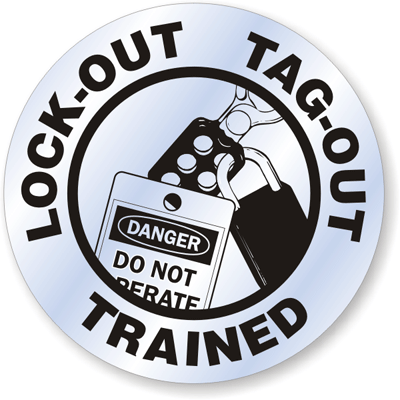 LockOut TagOut Trained Hard Hat Sticker