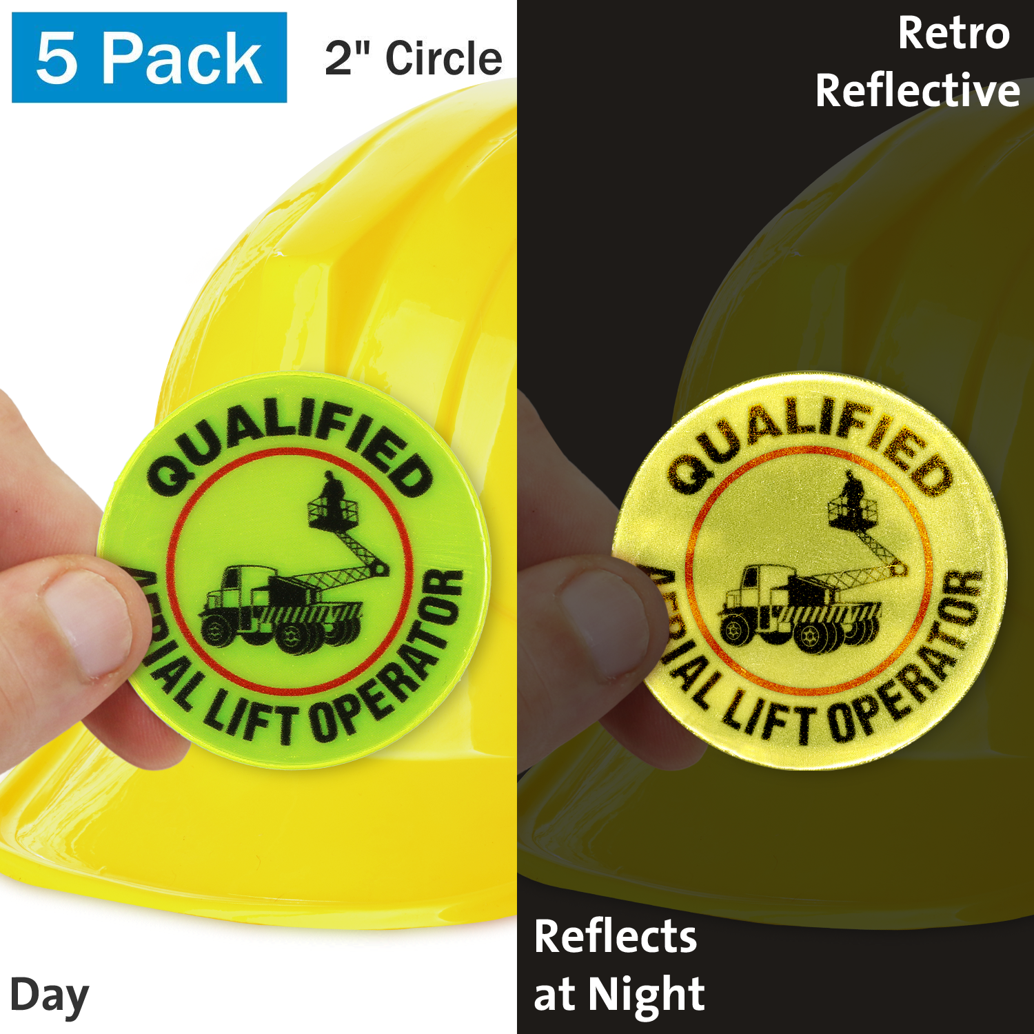 Qualified Aerial Lift Operator Hard Hat Label, SKU: HH-0576