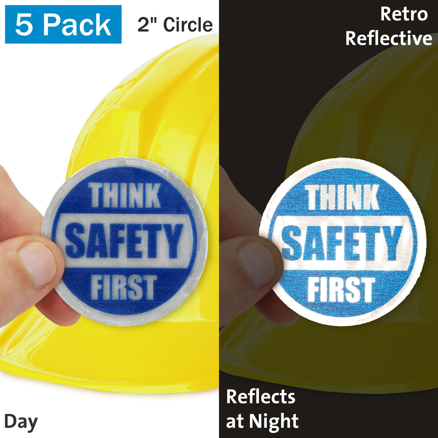Safety Hard Hat Retro-reflective Stickers - Set of 5