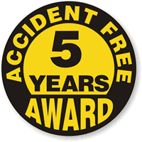 5 Years Accident Free Award Hard Hat Labels