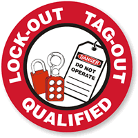 LOCK-OUT TAG-OUT QUALIFIED Hard HAT DECAL