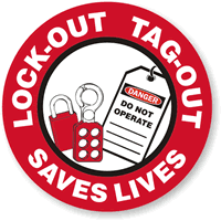 LOCK-OUT TAG-OUT SAVES LIVES Hard HAT DECAL