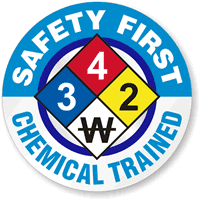 SAFETY FIRST CHEMICAL TRAINED Hard HAT DECAL
