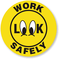 Work Safely Look Hard Hat Labels
