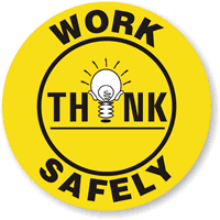 Work Safely Think Hard Hat Labels