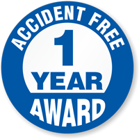 Accident Free Award Choose Year Hard Hat Decals