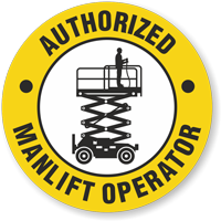 Authorized Manlift Operator Hard Hat Decals
