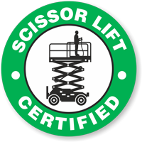 Certified Scissor Lift Hard Hat Decals