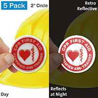 CPR First Aid - Certified And Trained Hard Hat Label