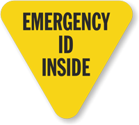 Emergency ID Inside Hard Hat Decals