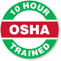 OSHA 10 Hour Trained Hard Hat Decals