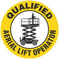 Qualified Aerial Lift Operator Hard Hat Decals