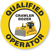 Qualified Operator Crawler Dozer Hard Hat Decals