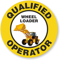 Qualified Operator Wheel Loader Hard Hat Decals