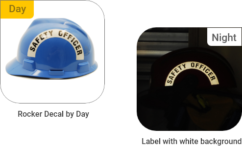 Reflective Rocker Hard Hat Decal with Title